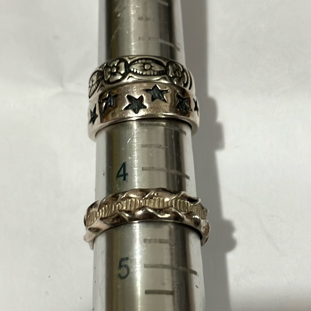 Sterling Silver Star and Floral Toe Ring Set - Picture 2 of 4